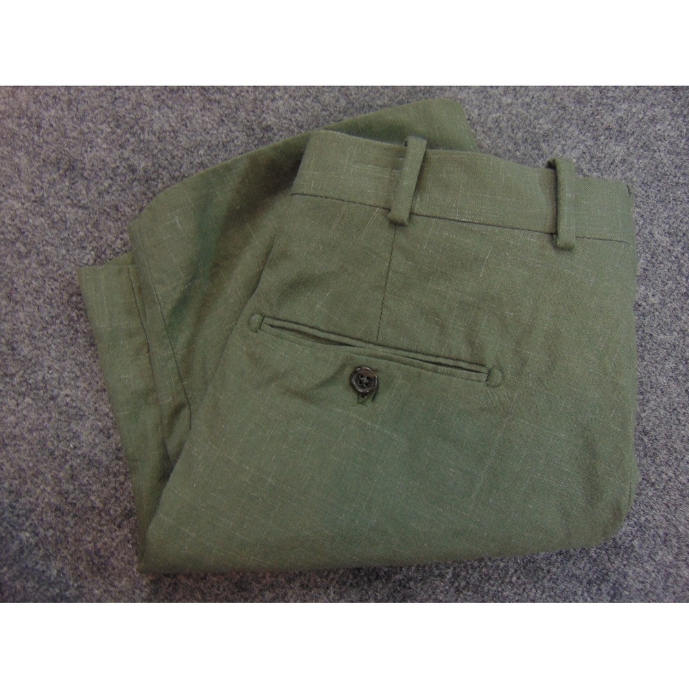 Tom James CI Shorts Mens 32x9 Green Solid Linen‎ Blend Tailored Dressy Summer